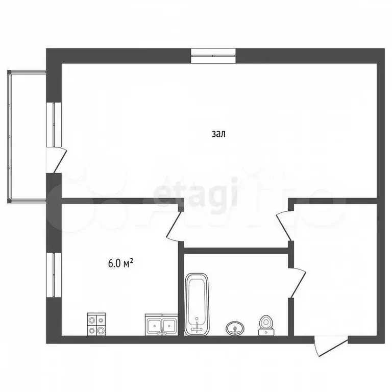 1-к. квартира, 30 м, 3/4 эт. - Фото 0