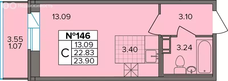 Квартира-студия: Новое Девяткино, Лесная улица, 19 (23.9 м) - Фото 1
