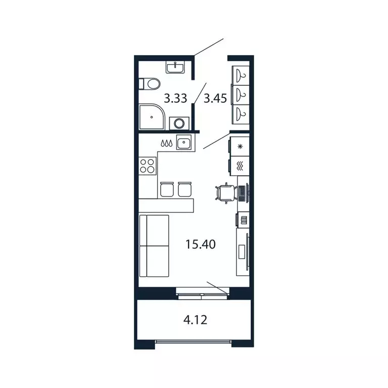 Квартира-студия: город Новоселье, Центральная улица, 30к1 (21.9 м) - Фото 1