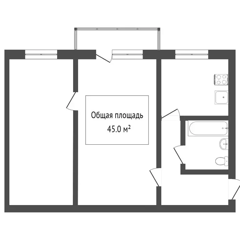 2-комнатная квартира: Томск, Иркутский тракт, 136 (45.2 м) - Фото 1