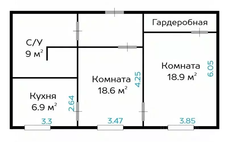 2-к кв. Москва Профсоюзная ул., 7/12 (61.8 м) - Фото 2