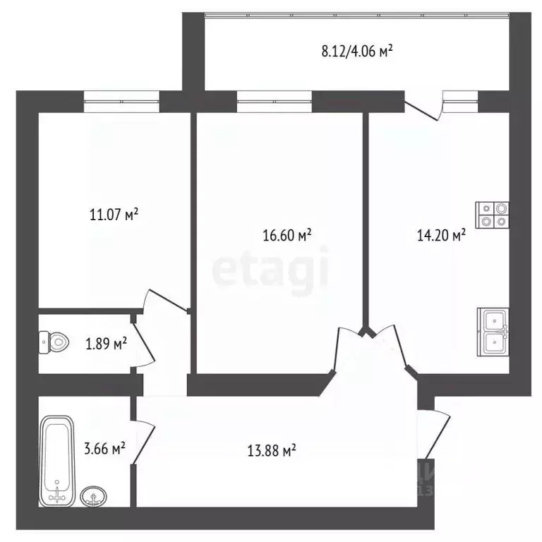 2-к кв. Марий Эл, Йошкар-Ола ул. Рябинина, 35 (69.42 м) - Фото 2