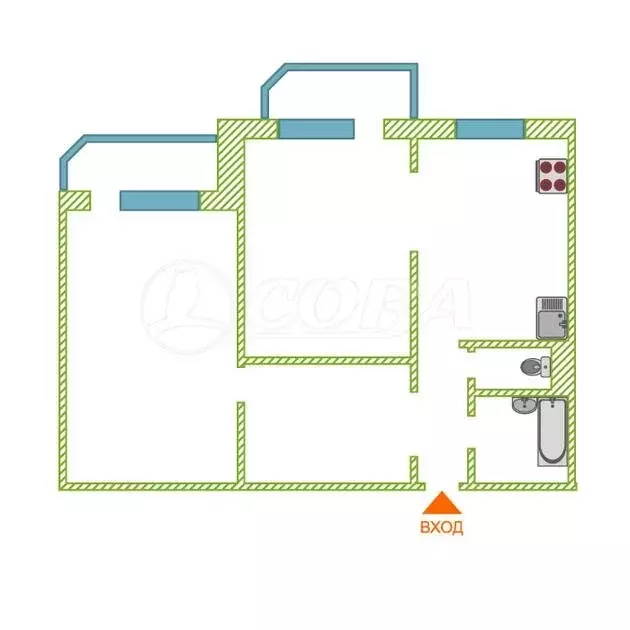 2-комнатная квартира: Тюмень, Широтная улица, 104к2 (66.4 м) - Фото 2