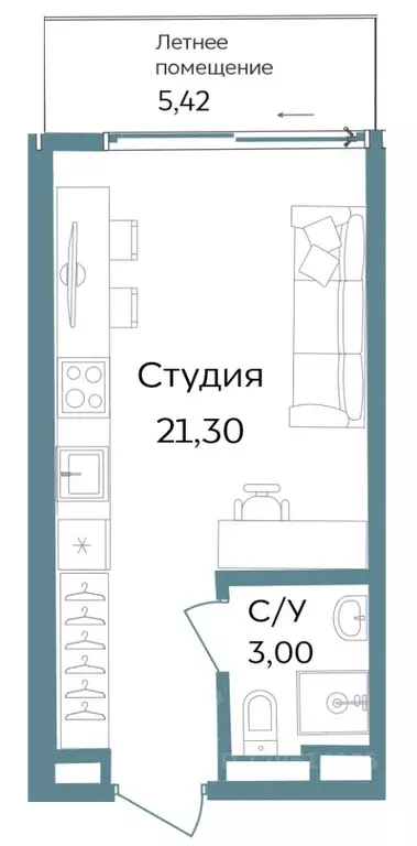 Студия Крым, Саки ул. Морская (29.72 м) - Фото 0