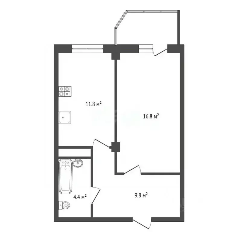 1-к кв. Воронежская область, Воронеж ул. Челюскинцев, 101Б (42.0 м) - Фото 2