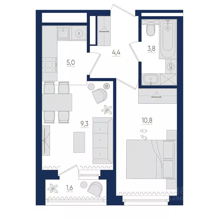 2-к кв. Башкортостан, Уфа бул. Яркий (34.1 м) - Фото 1