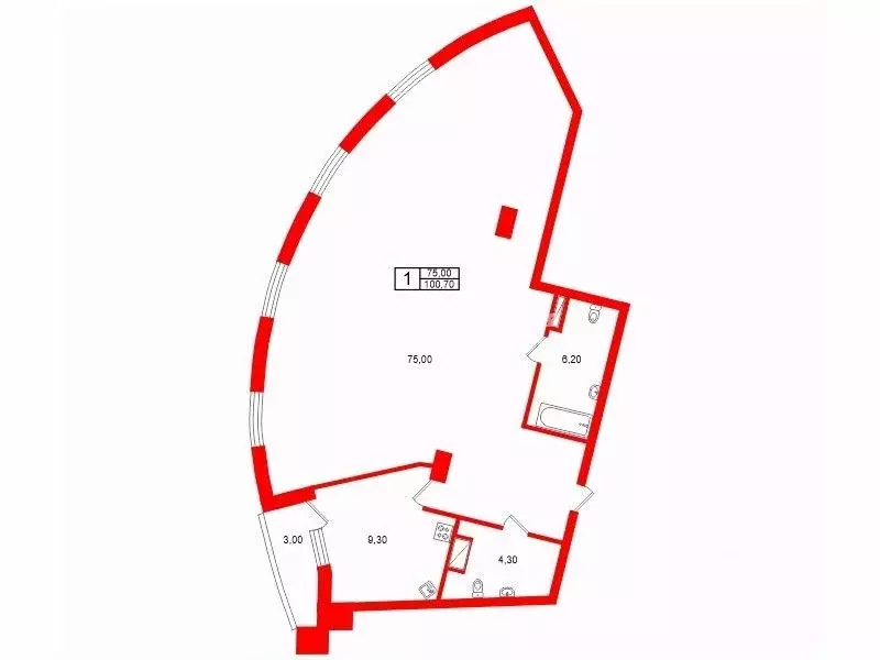 1-к кв. Санкт-Петербург ул. Восстания, 6а (100.7 м) - Фото 1