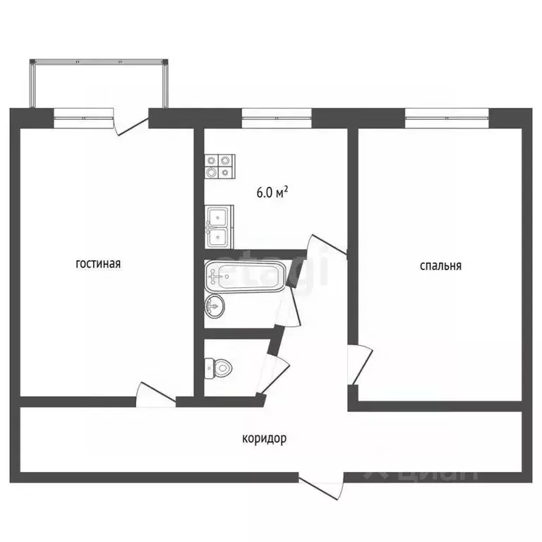 2-к кв. Тамбовская область, Тамбов ул. Уборевича, 5 (44.6 м) - Фото 0