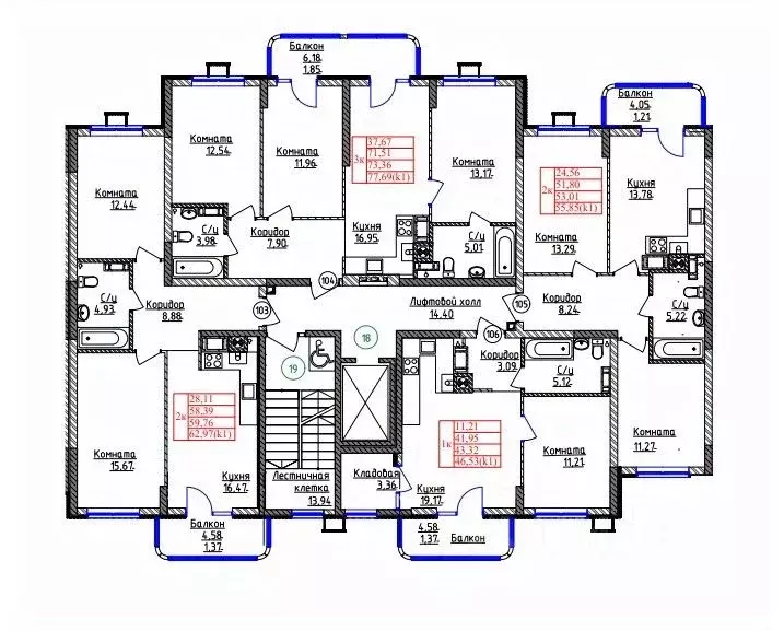 3-к кв. Калининградская область, Калининград ул. Дубовая Аллея (73.36 ... - Фото 2