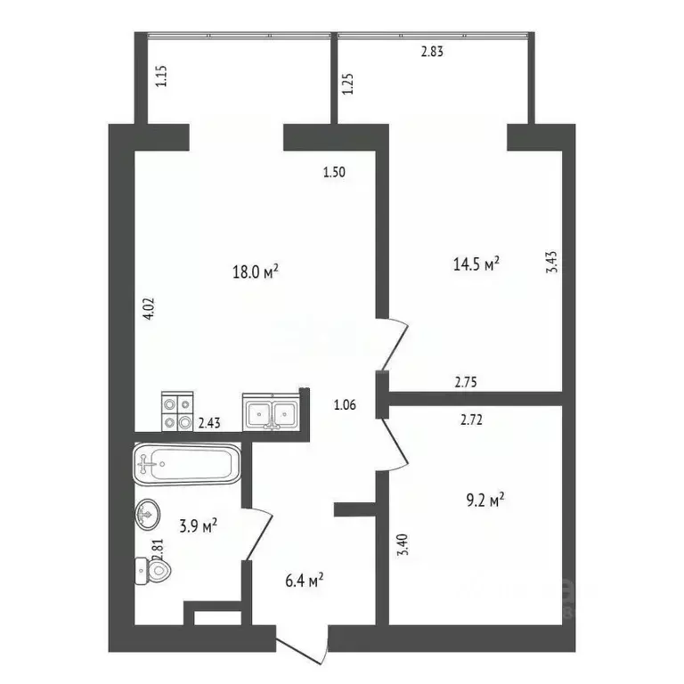 3-к кв. Омская область, Омск ул. Перелета, 23 (52.0 м) - Фото 2