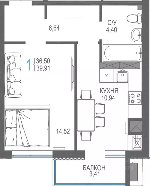 1-к кв. Крым, Симферопольский район, Гвардейское пгт, Республика жилой ... - Фото 1