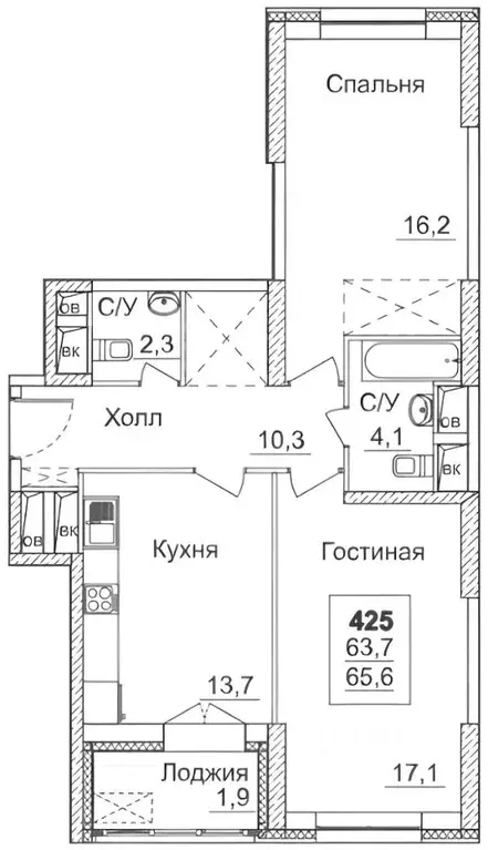 2-к кв. Москва Хорошевское ш., 25Ак2 (65.0 м) - Фото 1