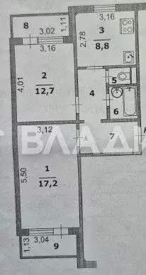 2-к кв. Белгородская область, Белгород ул. Щорса, 55а (51.4 м) - Фото 2