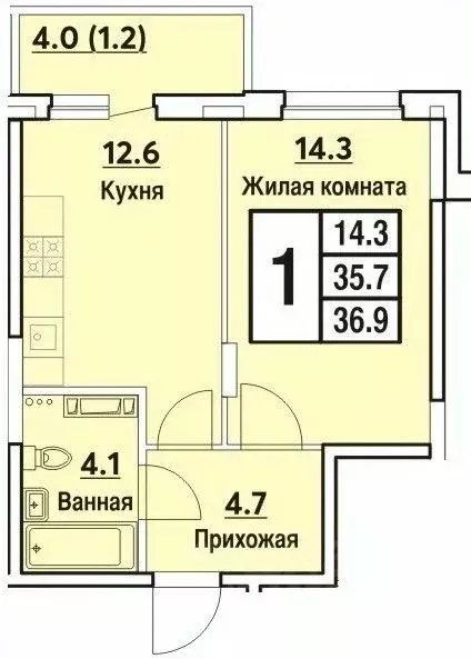 1-к кв. Чувашия, Чебоксары ул. Радужная, поз27 (36.9 м) - Фото 0