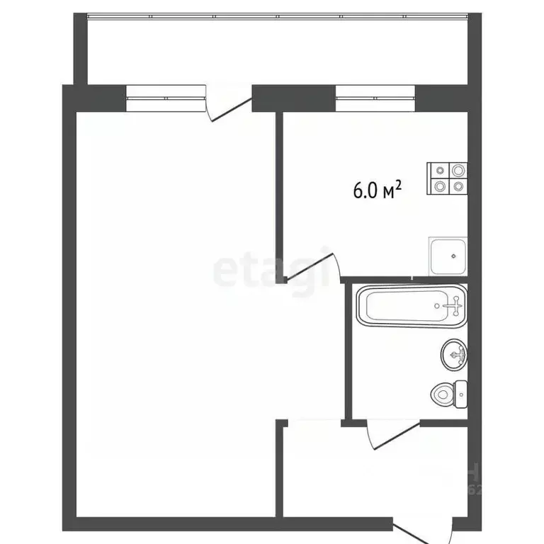 1-к кв. Челябинская область, Челябинск просп. Победы, 360 (32.0 м) - Фото 1