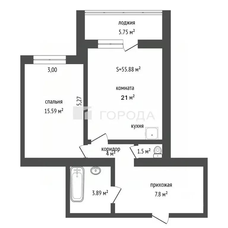 2-к кв. Алтайский край, Барнаул ул. 65 лет Победы, 29 (55.0 м) - Фото 2