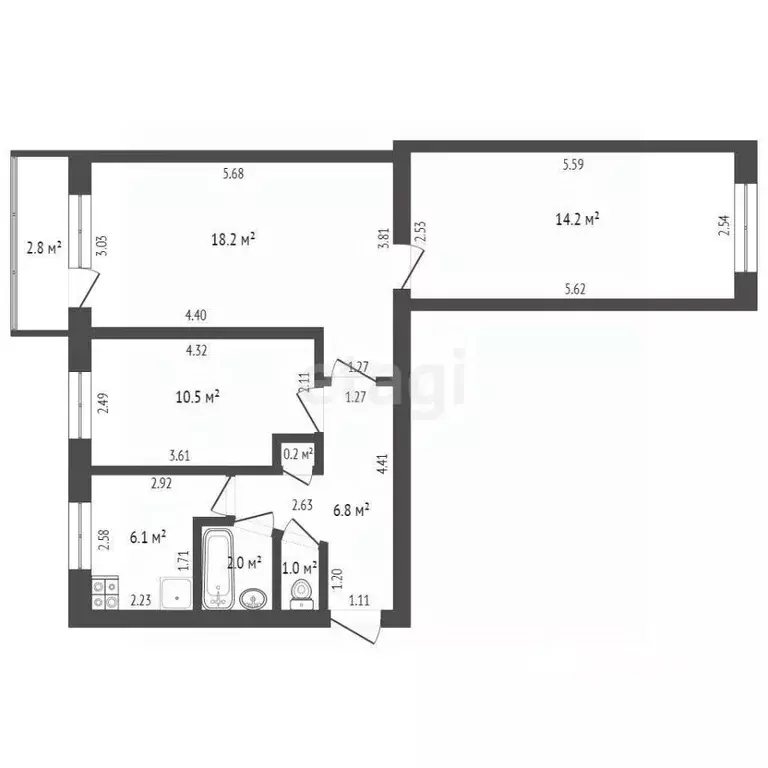 3-к кв. Башкортостан, Стерлитамак ул. Худайбердина, 67 (59.0 м) - Фото 2