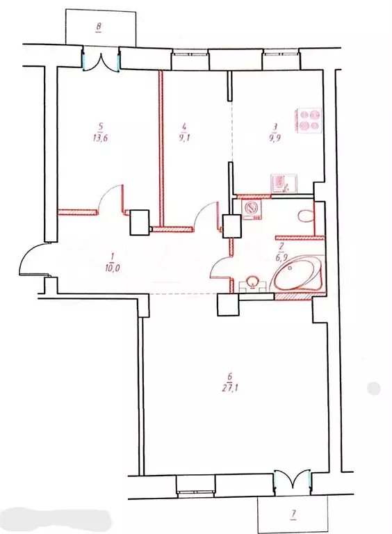 3-к. квартира, 75,3 м, 4/4 эт. - Фото 0