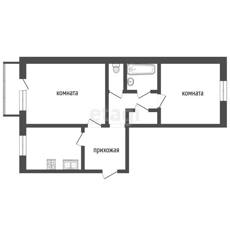 2-комнатная квартира: Заводоуковск, улица Дзержинского, 5 (49.6 м) - Фото 1