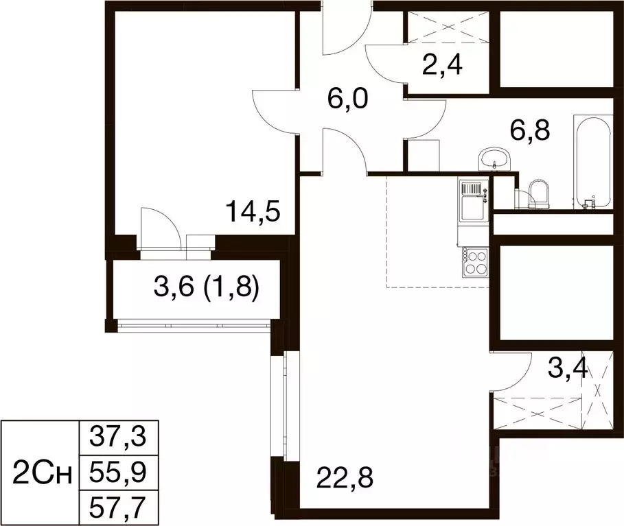 2-к кв. Московская область, Балашиха Гагарина мкр, ул. Проектная, 4 ... - Фото 1