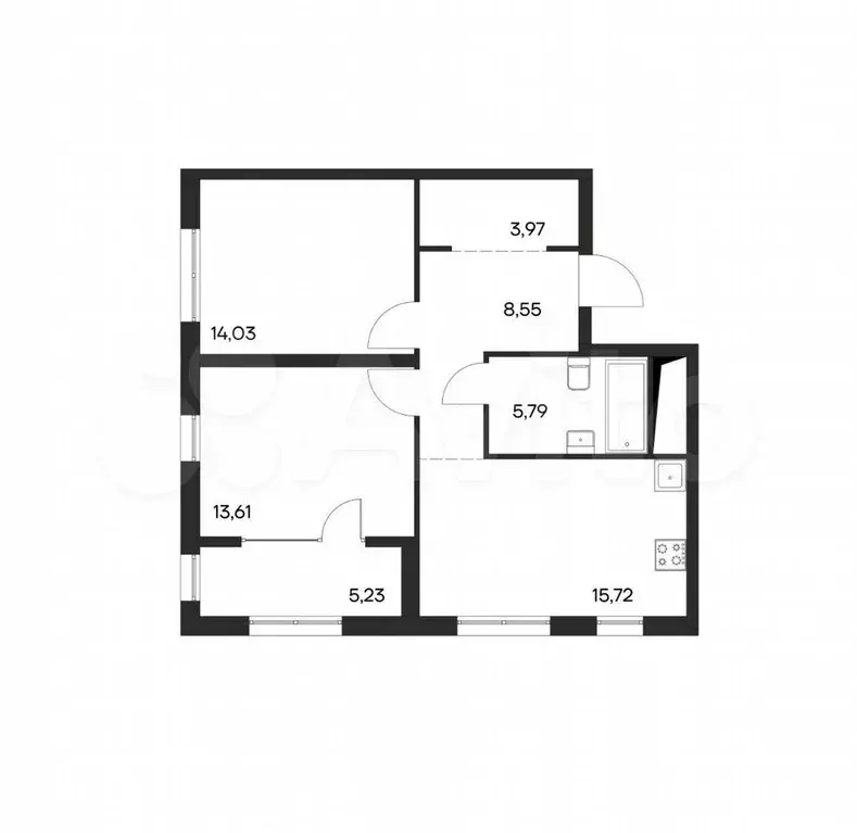 2-к. квартира, 66,9 м, 1/4 эт. - Фото 1