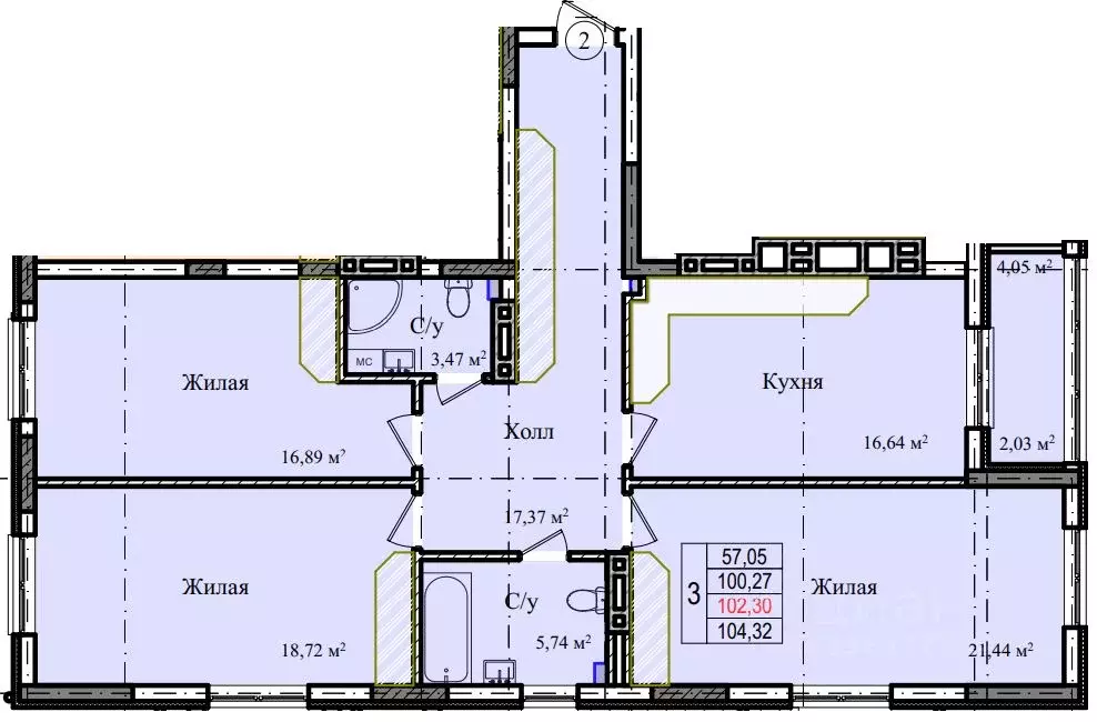 3-к кв. Калининградская область, Гурьевский муниципальный округ, пос. ... - Фото 1