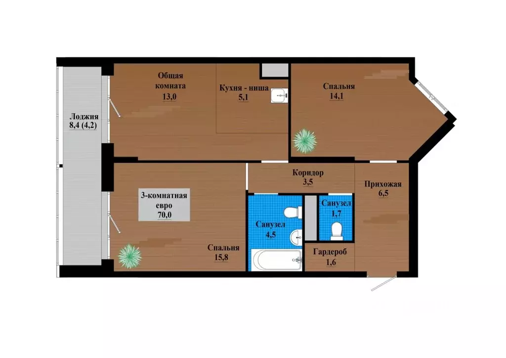 3-к кв. Забайкальский край, Чита просп. Маршала Жукова (69.5 м) - Фото 0