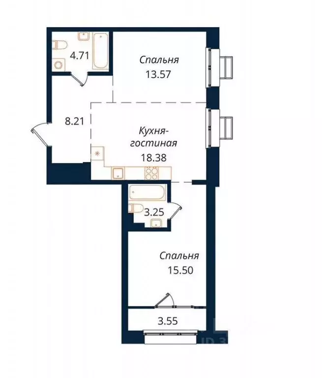 2-к кв. Иркутская область, Иркутск ул. Юрия Левитанского, 12 (68.0 м) - Фото 0