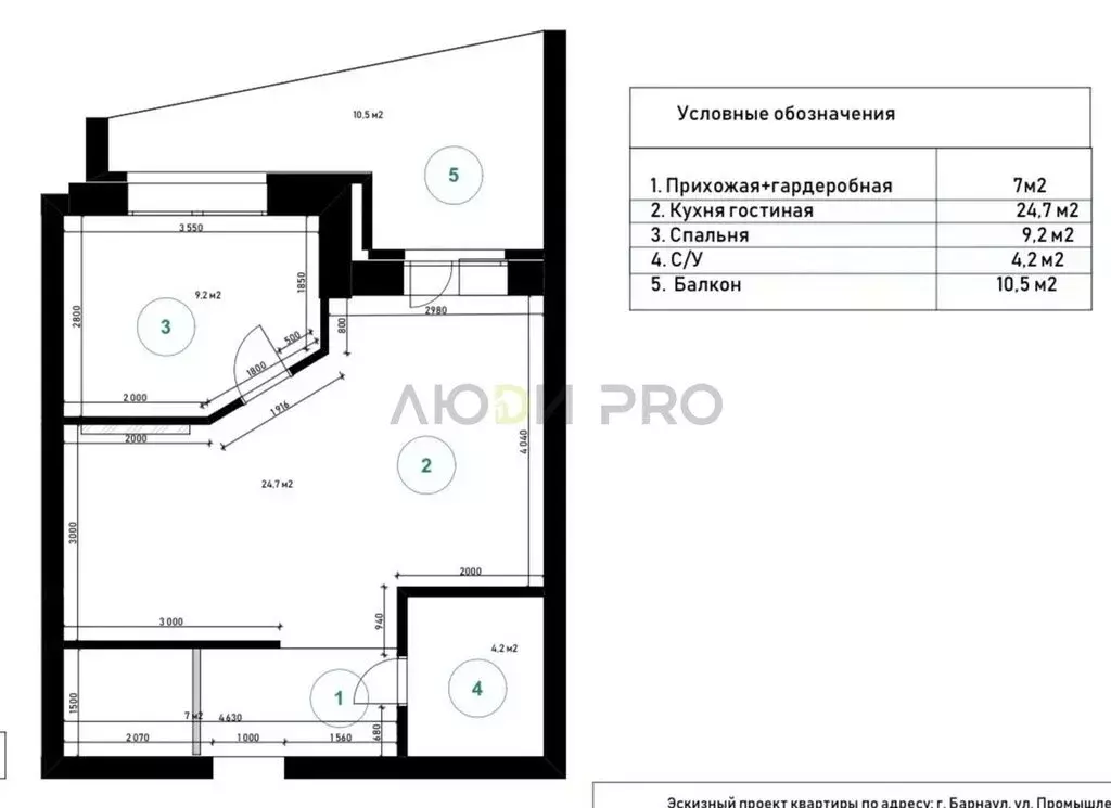 1-комнатная квартира: Барнаул, Промышленная улица, 4 (55 м) - Фото 1