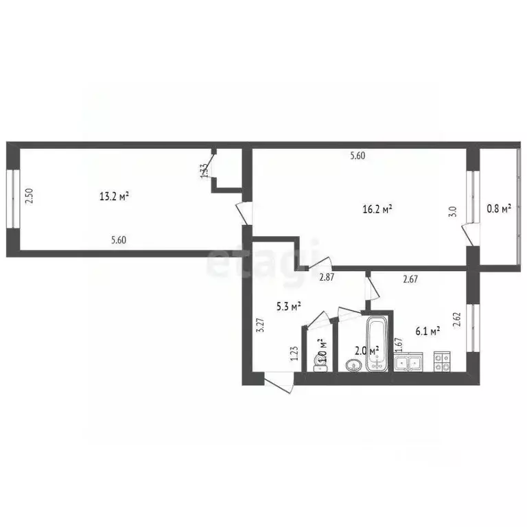 2-к кв. Башкортостан, Стерлитамак ул. Нагуманова, 25В (45.4 м) - Фото 2