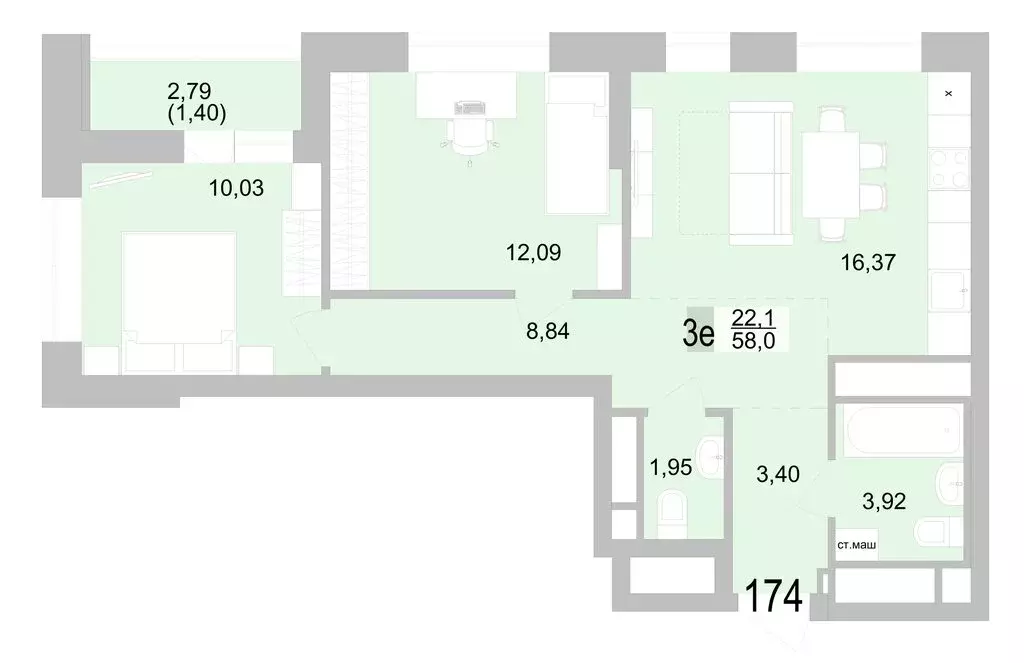 2-комнатная квартира: Екатеринбург, Черкасская улица, 5к1 (58 м) - Фото 0