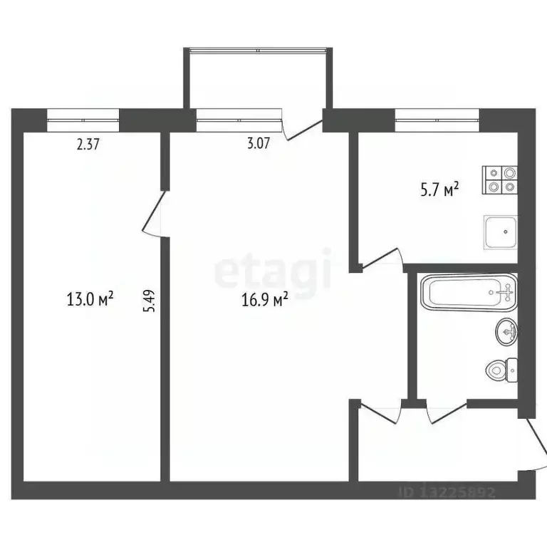 2-к кв. Вологодская область, Вологда ул. Космонавта Беляева, 26 (44.0 ... - Фото 2