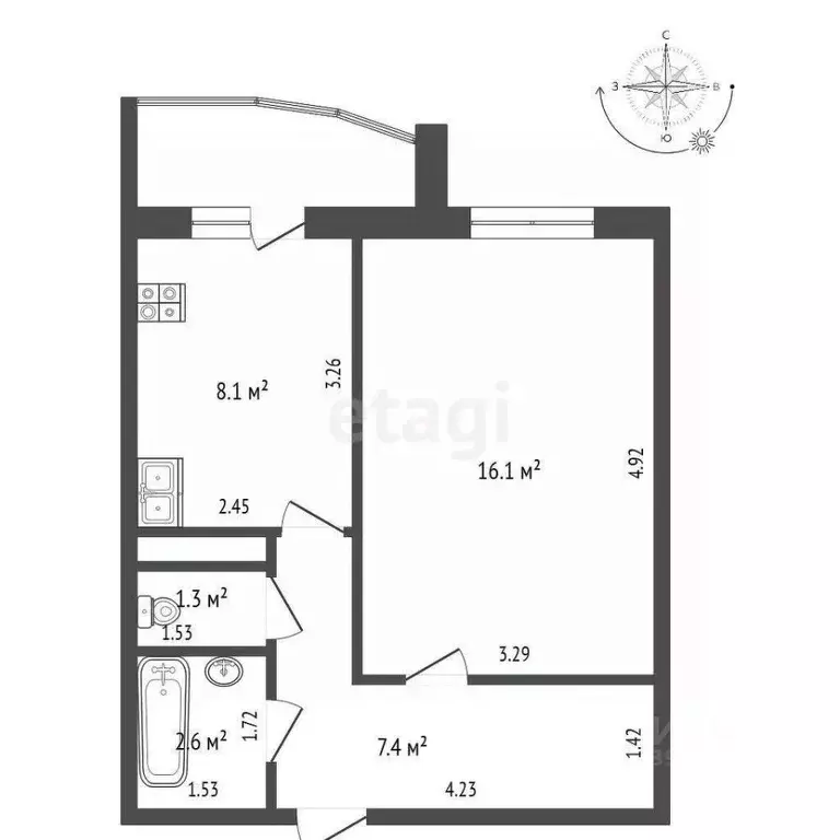 1-к кв. Тюменская область, Тюмень Антипино мкр, ул. Беловежская, 19 ... - Фото 1
