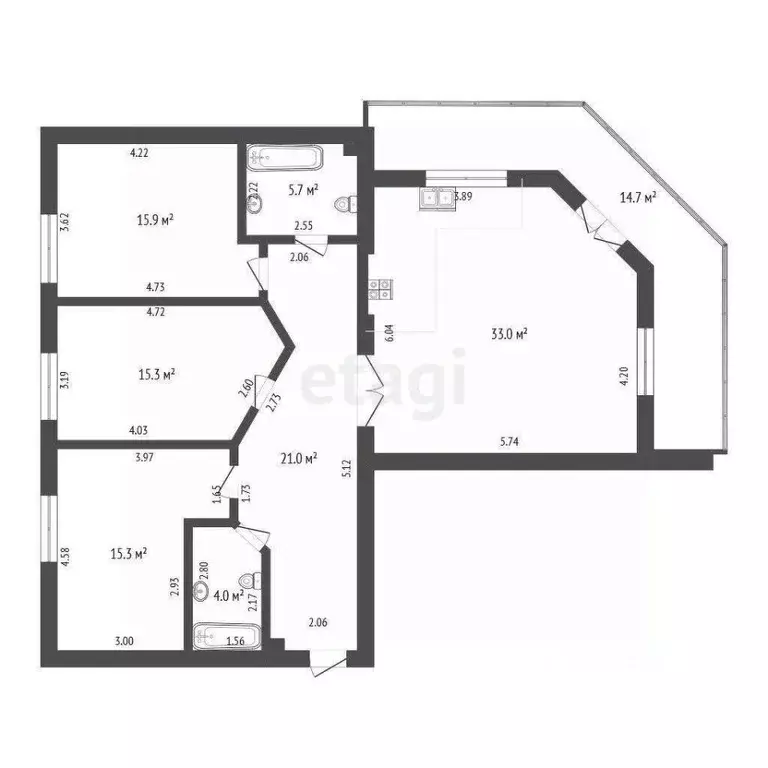 3-к кв. Тюменская область, Тюмень ул. Герцена, 82/1 (110.2 м) - Фото 1