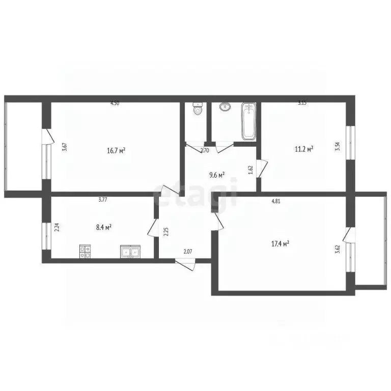 3-к кв. Вологодская область, Великий Устюг ул. Пушкина, 54 (67.4 м) - Фото 1