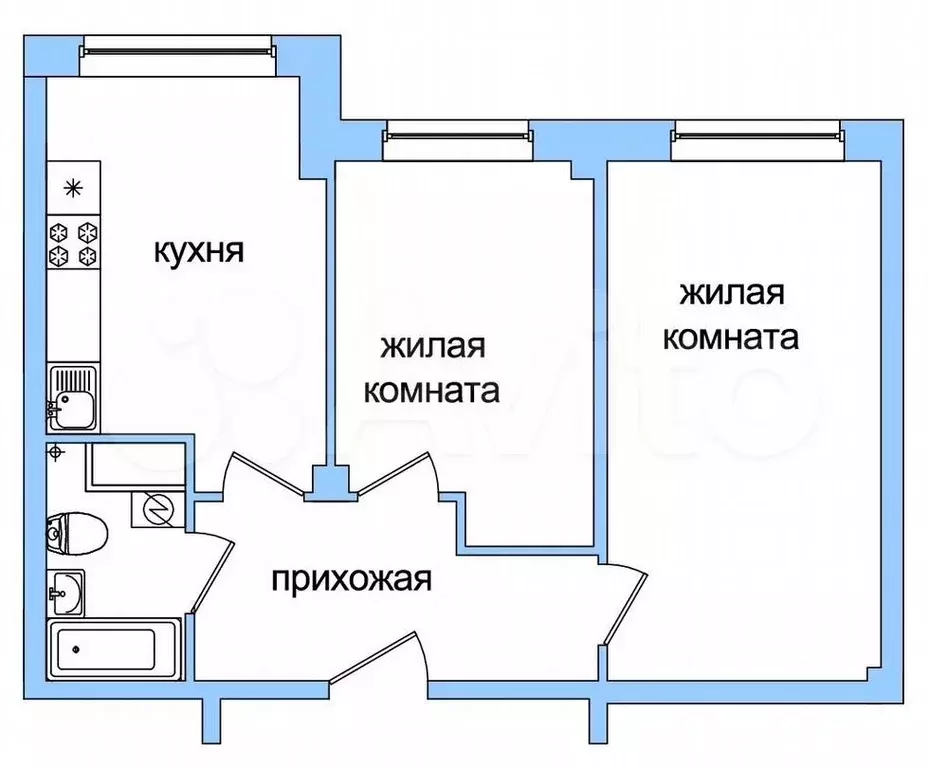 2-к. квартира, 55,1м, 4/9эт. - Фото 1