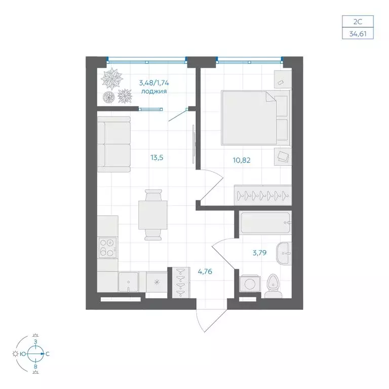 1-комнатная квартира: Челябинский городской округ, посёлок ... - Фото 2
