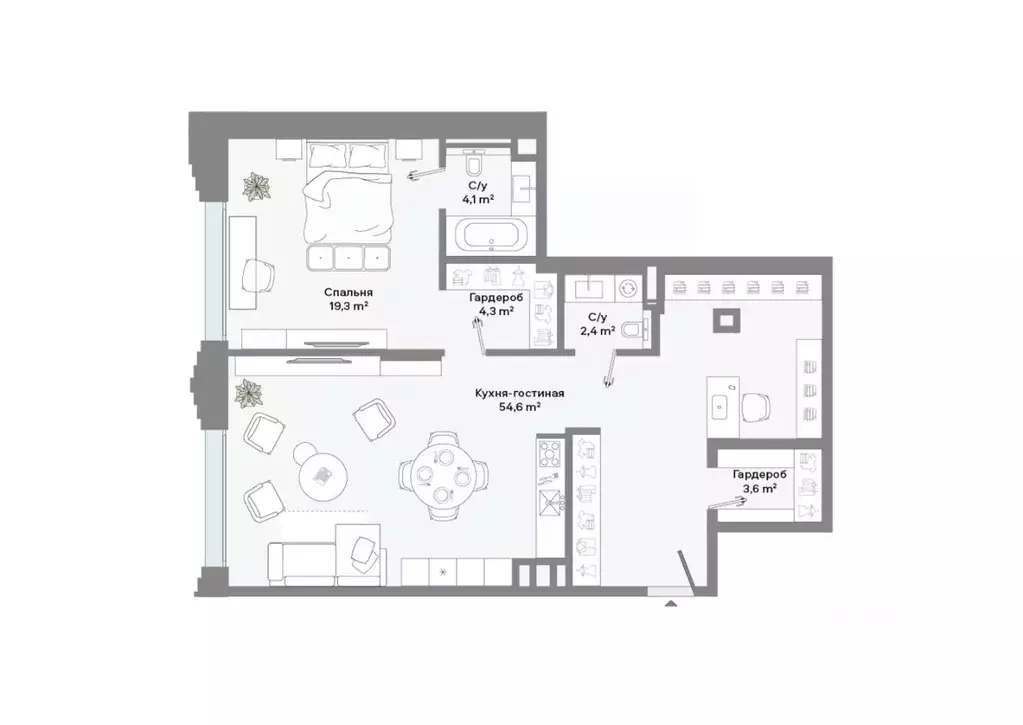 1-к кв. Москва Ленинский просп., 2 (88.3 м) - Фото 2