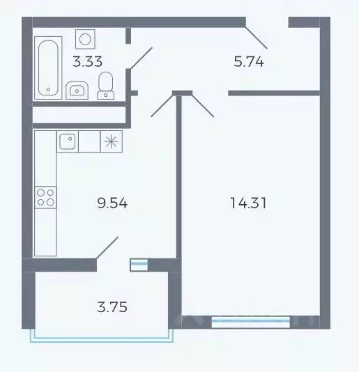 1-к кв. Самарская область, Волжский район, Черноречье с/пос, с. ... - Фото 2