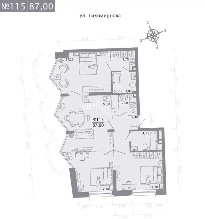 3-к кв. Татарстан, Казань ул. Волкова (87.0 м) - Фото 0