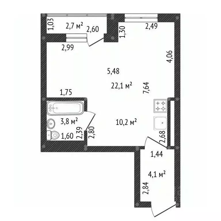 Студия Башкортостан, Уфа ул. Менделеева, 104 (40.2 м) - Фото 1