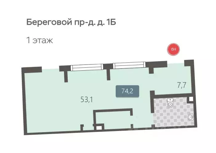 Помещение свободного назначения в Москва Береговой проезд, 1Б (74 м) - Фото 1