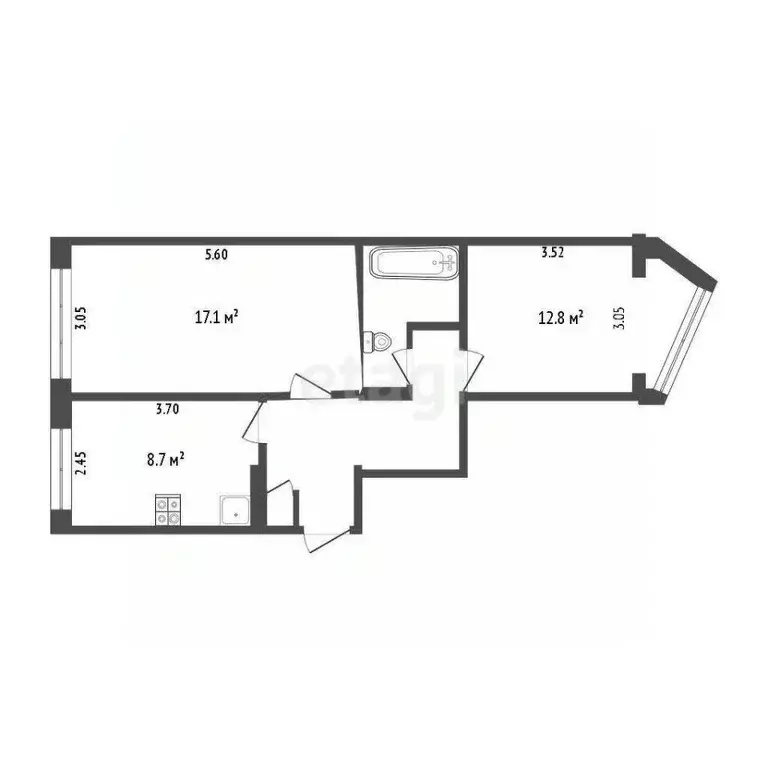 2-к кв. Камчатский край, Петропавловск-Камчатский просп. Рыбаков, 5 ... - Фото 2