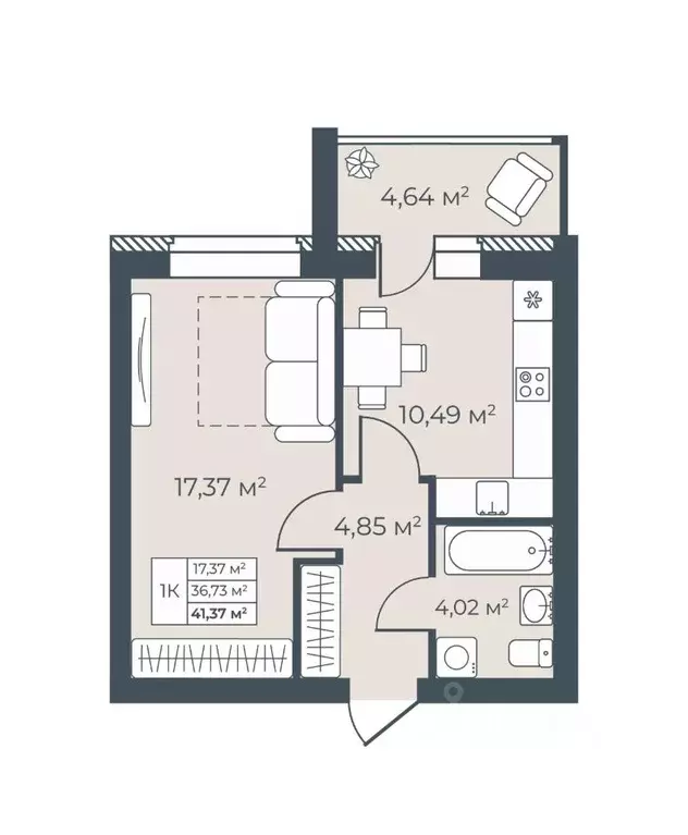 1-к кв. Воронежская область, Бобров  (41.37 м) - Фото 1