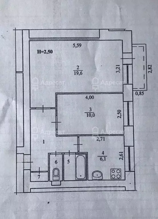 2-к кв. Волгоградская область, Волгоград Триумфальная ул., 6 (46.2 м) - Фото 1