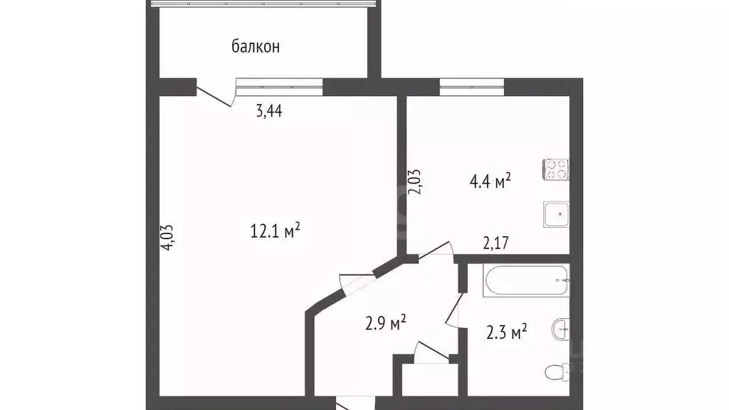 1-к кв. Севастополь ул. Курчатова, 5 (29.8 м) - Фото 1