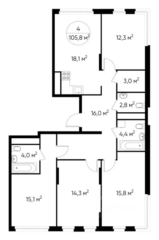 4-к кв. Москва Переделкино Ближнее мкр, 13-й кв-л,  (105.8 м) - Фото 0
