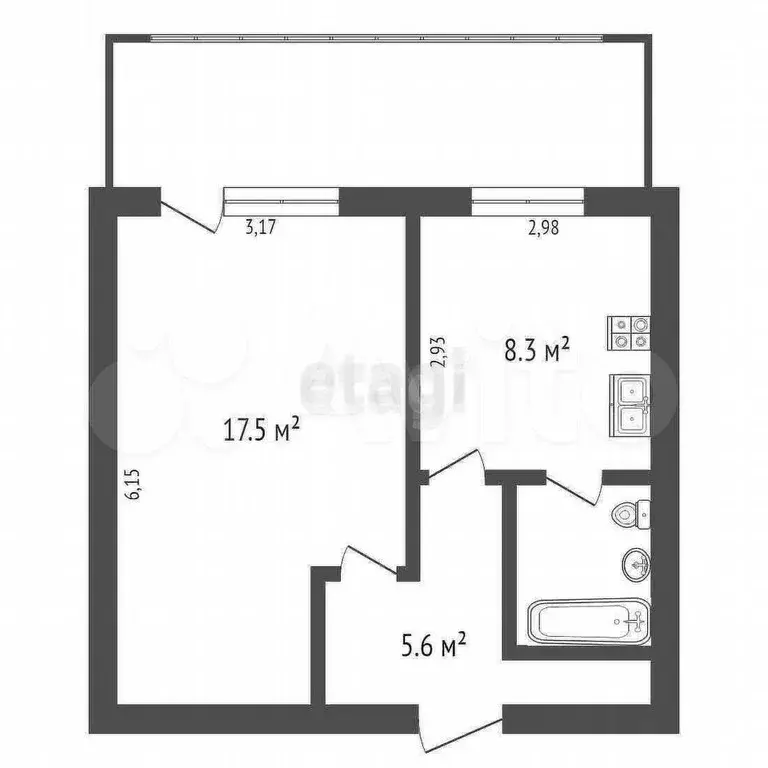 1-к. квартира, 36,6 м, 2/9 эт. - Фото 0