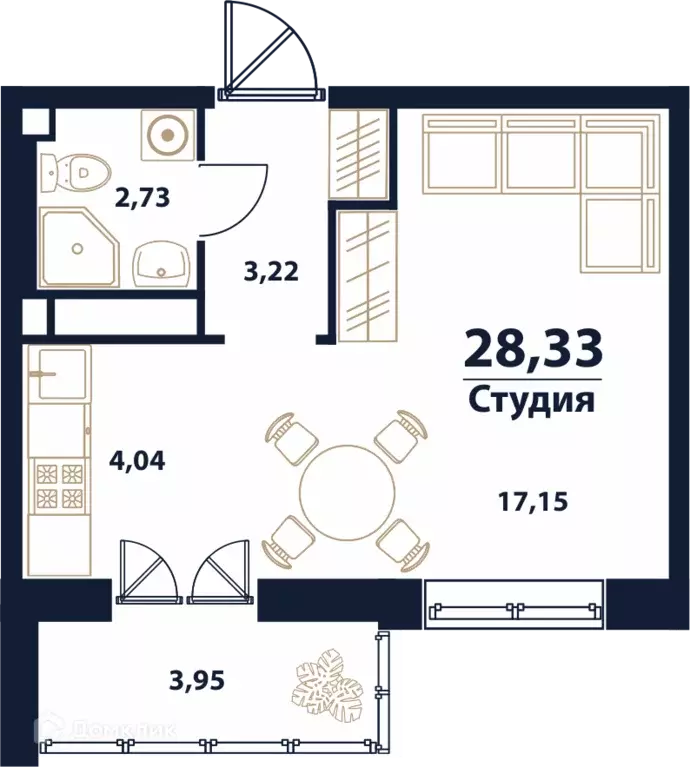Продаётся 1-к квартира, 28.33 м - Фото 0