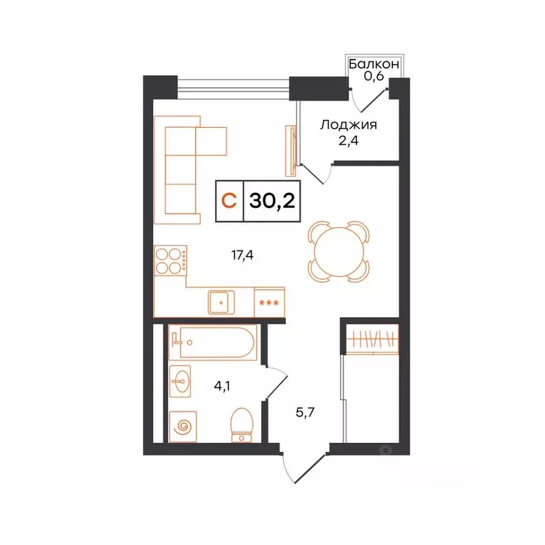 1-к кв. Тюменская область, Тюмень UNO жилой комплекс (30.2 м) - Фото 1